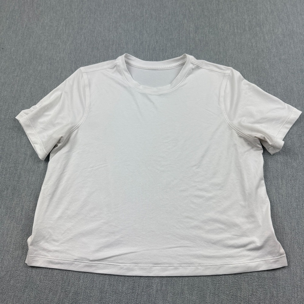 Lululemon Shirt Womens 12 White Train‎ To Be Short Sleeve Boxy Athletic Workout